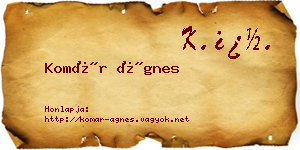 Komár Ágnes névjegykártya